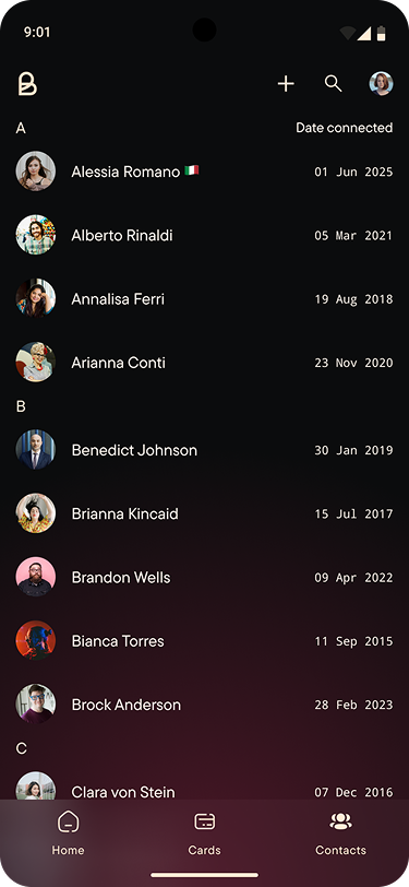 Contacts list