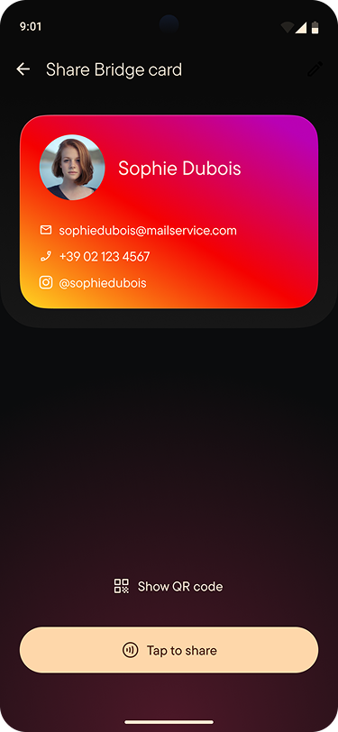 Share Bridge card page